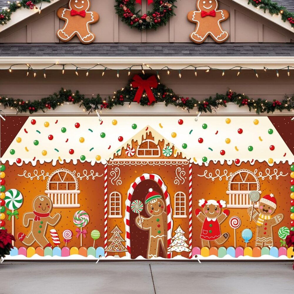 16 x 7Ft Christmas Garage Door Banner Decoration Magnetic Garage Door Covers Lar - Picture 1 of 8